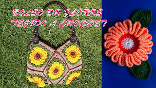 Bolso N° 1 tejido a crochet o ganchillo con 8 cuadrados de Flores paso a paso en video tutorial [upl. by Mariejeanne199]