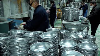 Process of making non stick frying pan with amazing mass production in Korean factory [upl. by Harberd808]