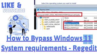 How to Bypass Windows 11 System requirements  Regedit [upl. by Eux]