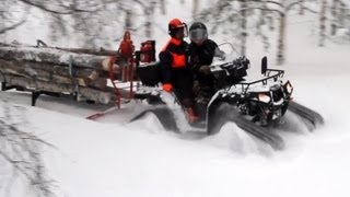 Polaris 550 Prospector tracks amp AtvExpert Timber Pro 600 skiset [upl. by Nomzed762]