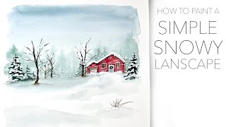 How To Paint A Simple Snowy Landscape With Watercolour [upl. by Magill]