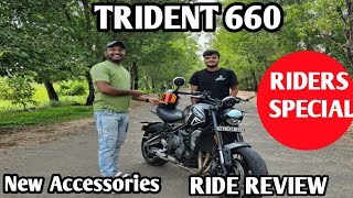 TRIDENT 660 MALAYALAM REVIEW  TRIDENT 660 USER REVIEW  TRIDENT 660 RIDE REVIEW  NEW ACCESSORIES [upl. by Garibold259]