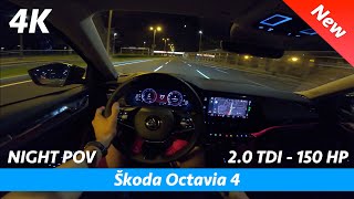 Škoda Octavia 4  Night POV test drive amp FULL review in 4K  LED Matrix Headlights test 0  100 [upl. by Abott]