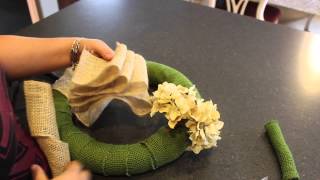 DIY Burlap Ribbon Wrapped Wreath  How to Make a Burlap Wreath  Artificial Plants and Trees [upl. by Thorsten]