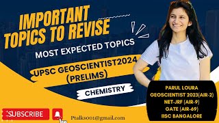 Geoscientist2024PrelimsMost expected topicsChemistryUPSCGeochemistImportant topics [upl. by Nibaj952]