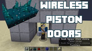 How to make wireless Piston doors  Simple Redstone with Sculk Sensors [upl. by Rosalinda]