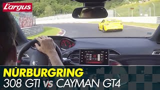 2017 Peugeot 308 GTi 270 on Nurburgring vs Cayman GT4 [upl. by Aimaj922]