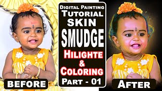 How to Make Digital painting in Photoshop Tamil Part  1  Coloring And Skin Smudge  AnujDigital [upl. by Mandi550]