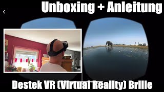 Virtual Reality Virtuelle RealitätVR Brille Headset Destek Unboxing und Anleitung [upl. by Anelas]