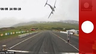 Scary Plane crashes into racetrack in Iceland and explodes [upl. by Petromilli3]