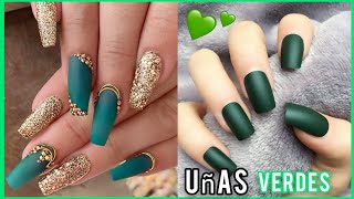 Padrisimos diseños de uñas en color verde tendencia 2021 uñas de moda [upl. by Oniotna]