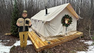 Hot Tent Overnight Camping  Christmas Special [upl. by Nawek]