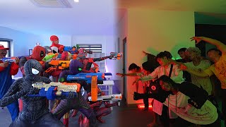 Super Power Class  Episode 2   Protect SpiderMan School From ZOMBIES  Nerf Gun War [upl. by Annairdua]