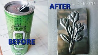 DIY Make beautiful Aluminum embossing out of old tin  Best out of waste art Aluminum embossing [upl. by Jannelle724]