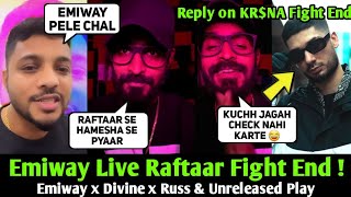 Emiway Vs Raftaar Fight End  Emiway live talking about Raftaar amp KRNA  Emiway x Divine x Russ [upl. by Eilojne494]