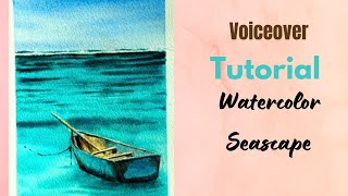 Seascape Watercolor Painting Tutorial For beginners [upl. by Aleina]