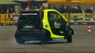 Smart Car with Hayabusa Engine  Smart Hayabusa Donuts and Race  Brutal Exhaust Sound [upl. by Adihaj]