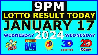 9pm Lotto Result Today January 17 2024 Wednesday [upl. by Helsie]