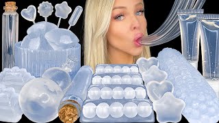 ASMR CLEAR FOOD MUKBANG LYCHEE JELLY EDIBLE LIP GLOSS SPRITE SODA PIPETTE CLEAR NOODLES 먹방 [upl. by Fatsug787]