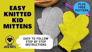 Basic Mitten Full instructions on how to knit a kids mitten for absolute beginners [upl. by Aitnohs661]