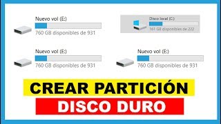 Como crear particiones en disco duro Windows 10 Sin Programas 2019 [upl. by Ojytteb]