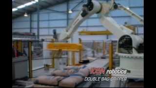 Robotic Bag Palletizing with Double Bag Gripper by ICON robotics [upl. by Cheston]