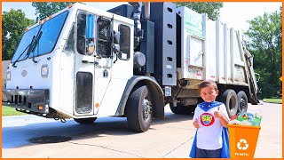 Riding inside big Garbage Truck and collecting trash from garbage bins around the neighborhood [upl. by Anidan]