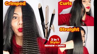 Vega 3 in 1 hair styler  Hair Straightener Curler amp Crimper  Review  Demo [upl. by Minica]