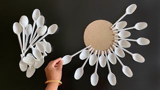 Beautiful Wall Hanging Craft Using Plastic Spoons  Paper Craft For Home Decoration  DIY Wall Mate [upl. by Frolick167]