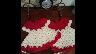 Crochet Dress Potholder Part 1 DIY Tutorial [upl. by Ennaesor]