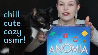 unbox a card game with me and my cat asmr style 💙 Anomia Party Game 💙 dark mode [upl. by Allie]