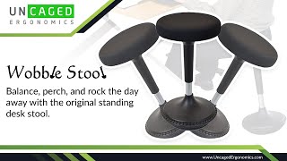 WOBBLE STOOL overview ergonomic sit stand standing desk stool perch perching chair [upl. by Paulson]