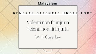 General Defences  Volenti non fit injuria  law of Tort  Scienti non fit injuria [upl. by Ailes]