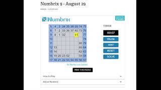 AI Solve Daily Numbrix 9 Puzzle 8292024 ASMR [upl. by Ahsinrats]