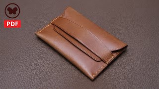 019 Making a Leather Flap Wallet Free PDF Pattern 카드지갑 만들기 [upl. by Noelani820]