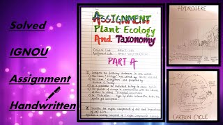 BBYCT133 Plant Ecology And Taxonomy Assignment Solution IGNOU Handwritten  Botany Assignment [upl. by Yelsnit]