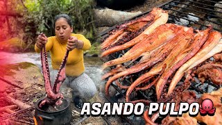 Asando pulpo junto al rio al estilo de doña Viky [upl. by Ber]