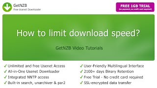 How to limit download speed GetNZB  Free Usenet Downloader [upl. by Adekahs]