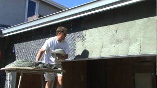 Here is some basic instruction on how to apply scratch coat stucco keep walls moist between coats [upl. by Crin426]