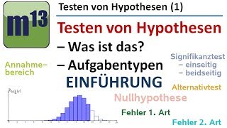 Testen von Hypothesen 1  Einführung Aufgabentypen und wichtige Begriffe [upl. by Yraeht]