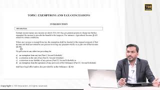 CA CFAP 5  Exemptions amp Tax Concessions  Introduction [upl. by Leugimesoj981]