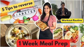 Weightloss Challenge  Weekly Meal Prep Vegetarian  Weightloss Workout  Tips to reverse diabetes [upl. by Nnaycart]