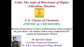 Revision of Experiment of Determination of strength of Mohrs salt using K2Cr2O7 by Potentiometric [upl. by Munshi]