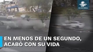 IMPACTANTE Captan momento exacto de choque de automovilista auto quedó destrozado [upl. by Dloniger871]