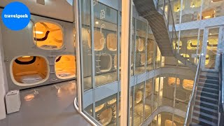 Trying Spaceshiplike Capsule Hotel in Tokyo Japan  Nine Hours Otemachi [upl. by Renado792]