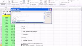 Excel 2010 Regresion lineal simple ajuste del modelo t student parte 5 [upl. by Malcom]