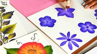 Learn how to Paint Easy 5amp8 Petal Flower  Basics of ONE STROKE Painting Techniques for Beginners [upl. by Hegarty533]