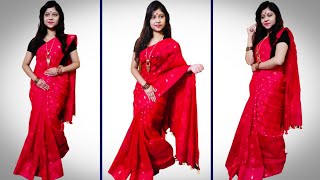 Simple Traditional Bengali Saree Wearing Style  Drape In 5 Minutes  2 Styles [upl. by Annaeiluj]