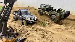 Remote control Trucks  Rc Jeep 4x4 vs Toyota Land Cruiser offroad test ￼ [upl. by Eirac172]