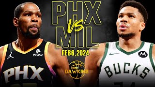 Phoenix Suns vs Milwaukee Bucks Full Game Highlights  February 6 2024  FreeDawkins [upl. by Artima324]